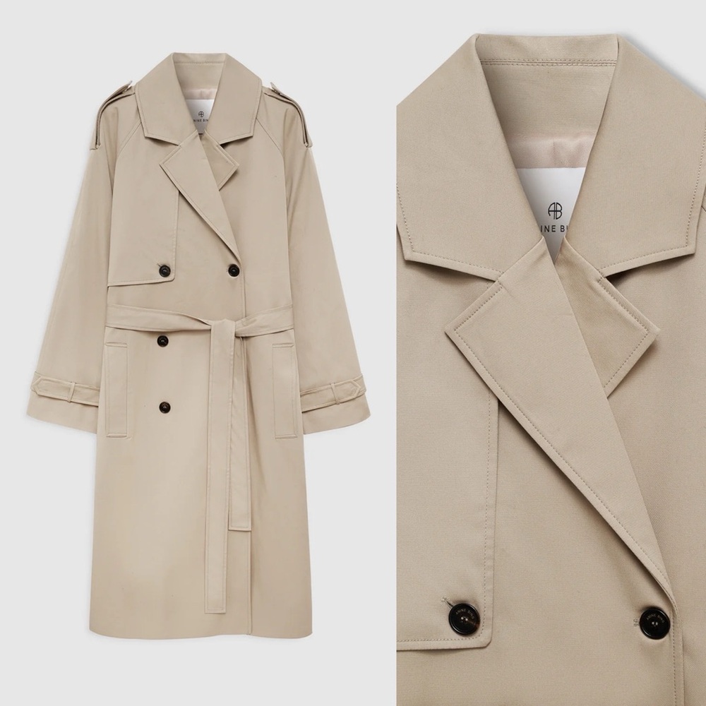 Brand New- Anine Bing Rickie Maxi Trench Coat in Beige 🧥🤍 - Picture 3 of 12